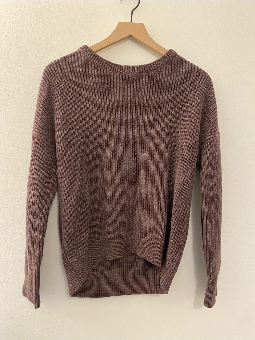 REI Mauve Ribbed 100% Cotton Crewneck Sweater